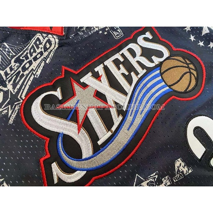 Maillot Philadelphia 76ers Allen Iverson NO 3 Mitchell & Ness 1997-98 Tattoo Noir